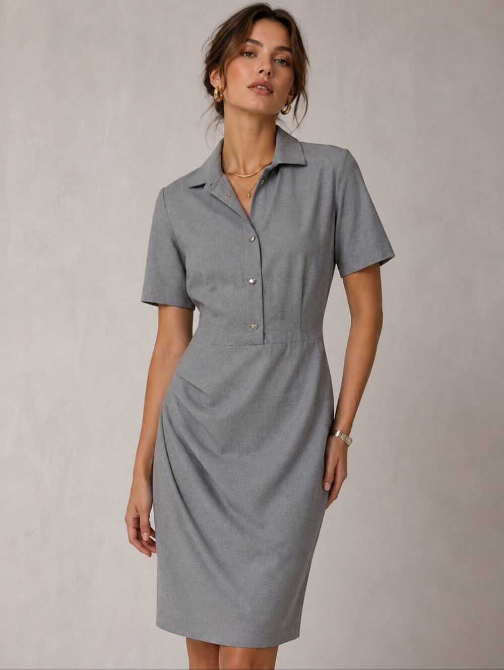 Love Moschino Gray Shirt Dress Made in Italy IT44